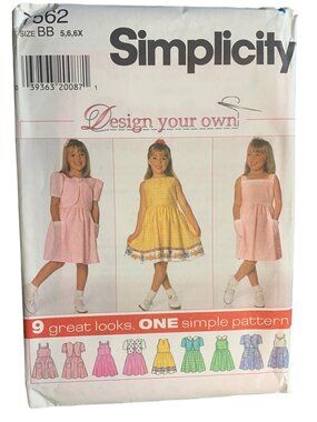 Simplicity Girls Dress Sewing Pattern Size 5 6 6X 7562 - Uncut 1990s